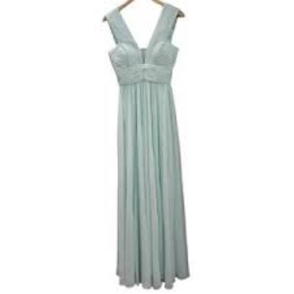 NWT Bariano Australia Claribel Pleated  V-Neck Maxi Gown Sz 10 Soft Green